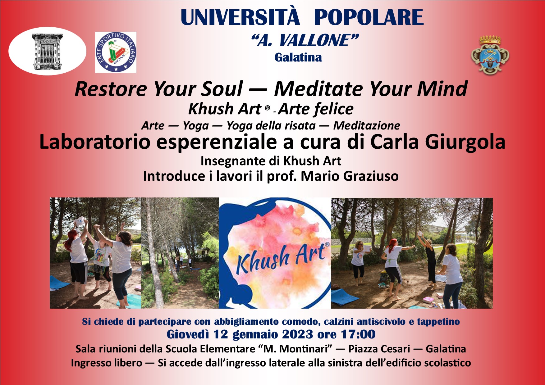 Un Laboratorio esperenziale di Khush Art ® all'Università Popolare di Galatina