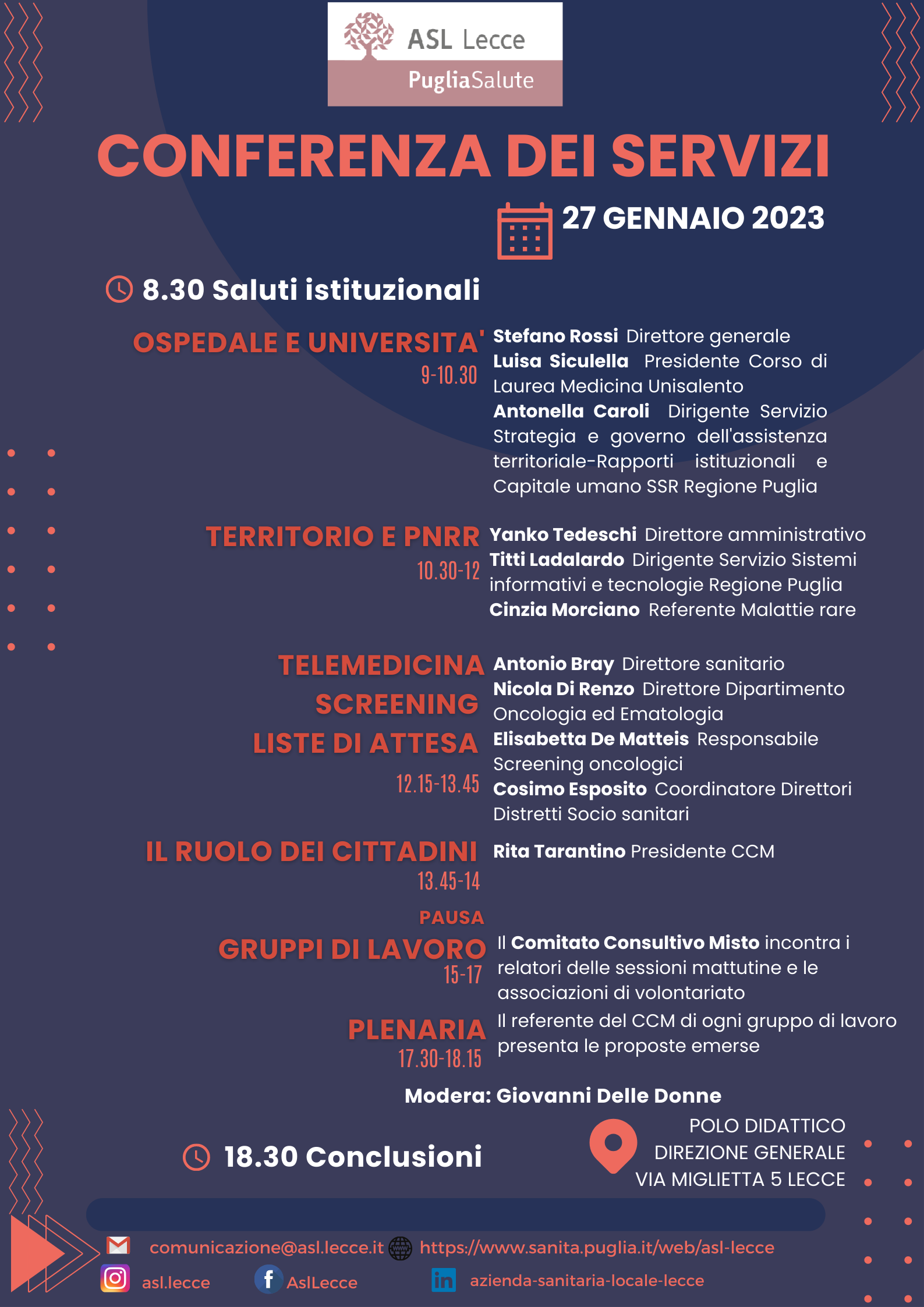 Si apre oggi la Conferenza dei Servizi di Asl Lecce