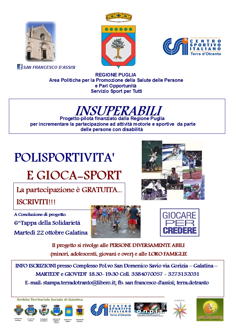 'Insuperabili', attività motorie per persone diversamente abili