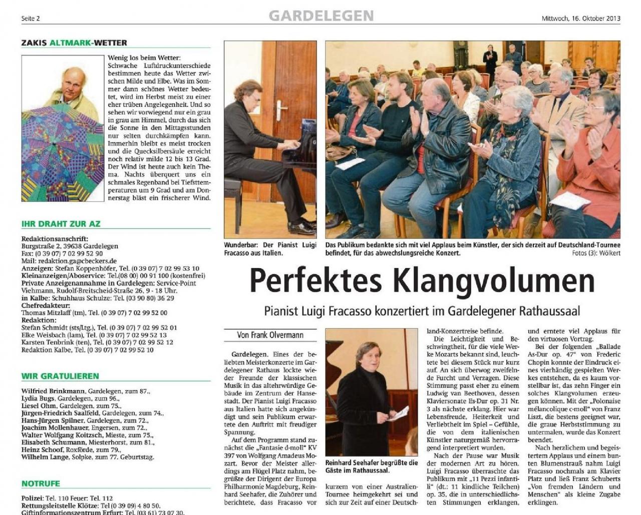 Grande successo di Luigi Fracasso in Germania