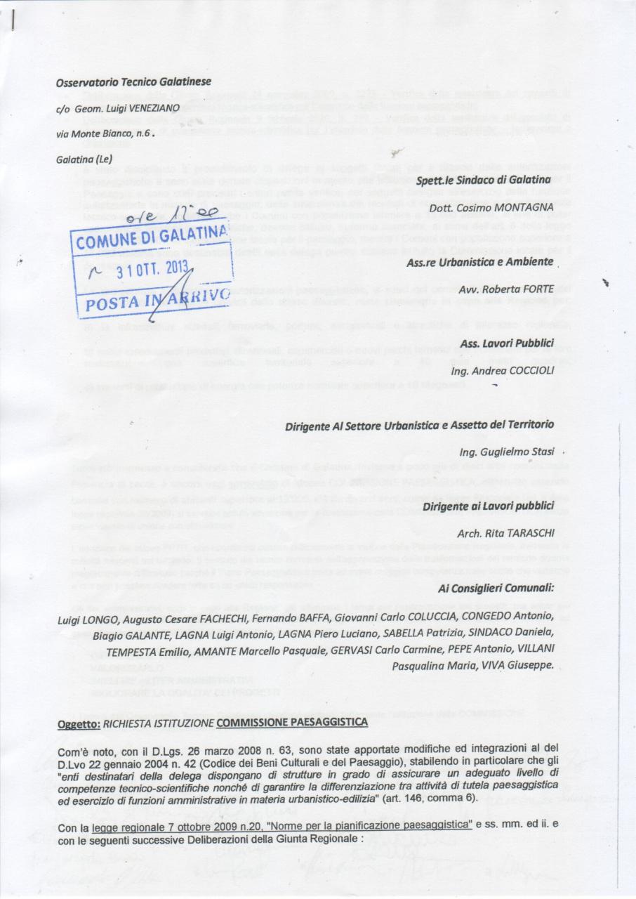 &quot;Galatina istituisca la commissione paesaggistica&quot;