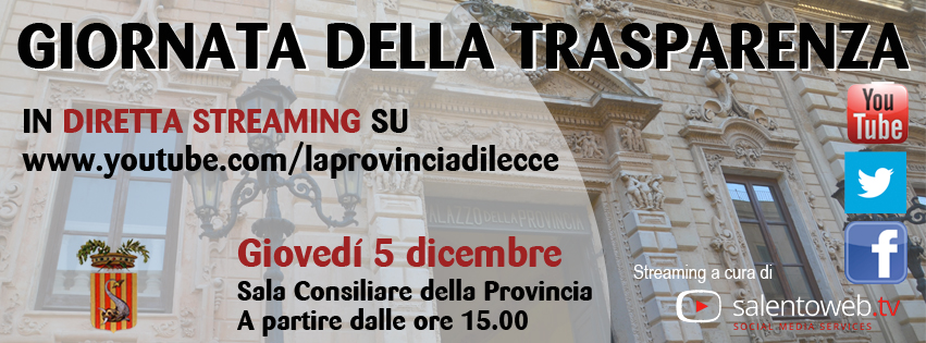 'Prevenire la corruzione con la trasparenza', un'iniziativa su youtube della Provincia di Lecce 'Prevenire la corruzione con la trasparenza', un'iniziativa su youtube della Provincia di Lecce