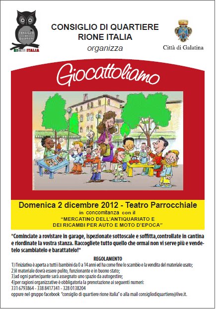 Dal 2 dicembre a Galatina 'Giocattoliamo' il mercatino dei bambini