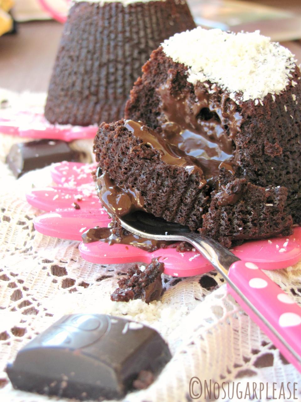 Flan al cioccolato con il cuore morbido (senza zucchero, senza latte, senza uova)