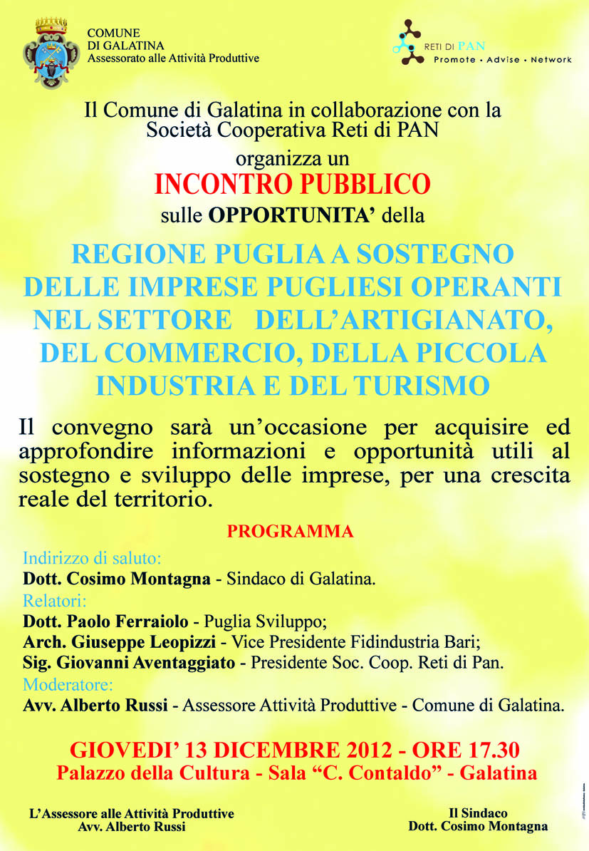 Le opportunità offerte dalla Regione Puglia alle piccole imprese Le opportunità offerte dalla Regione Puglia alle piccole imprese