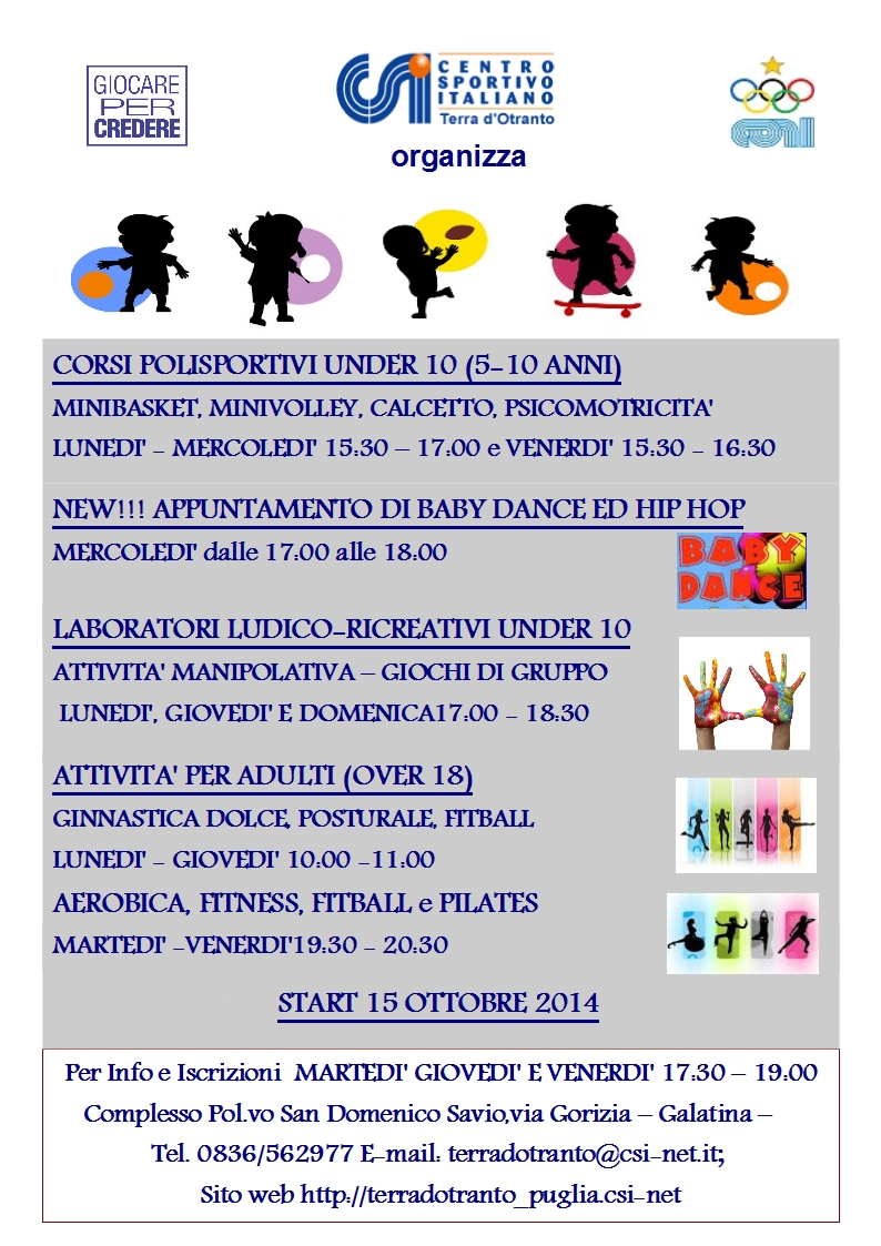 Al via i corsi del Centro Sportivo Italiano