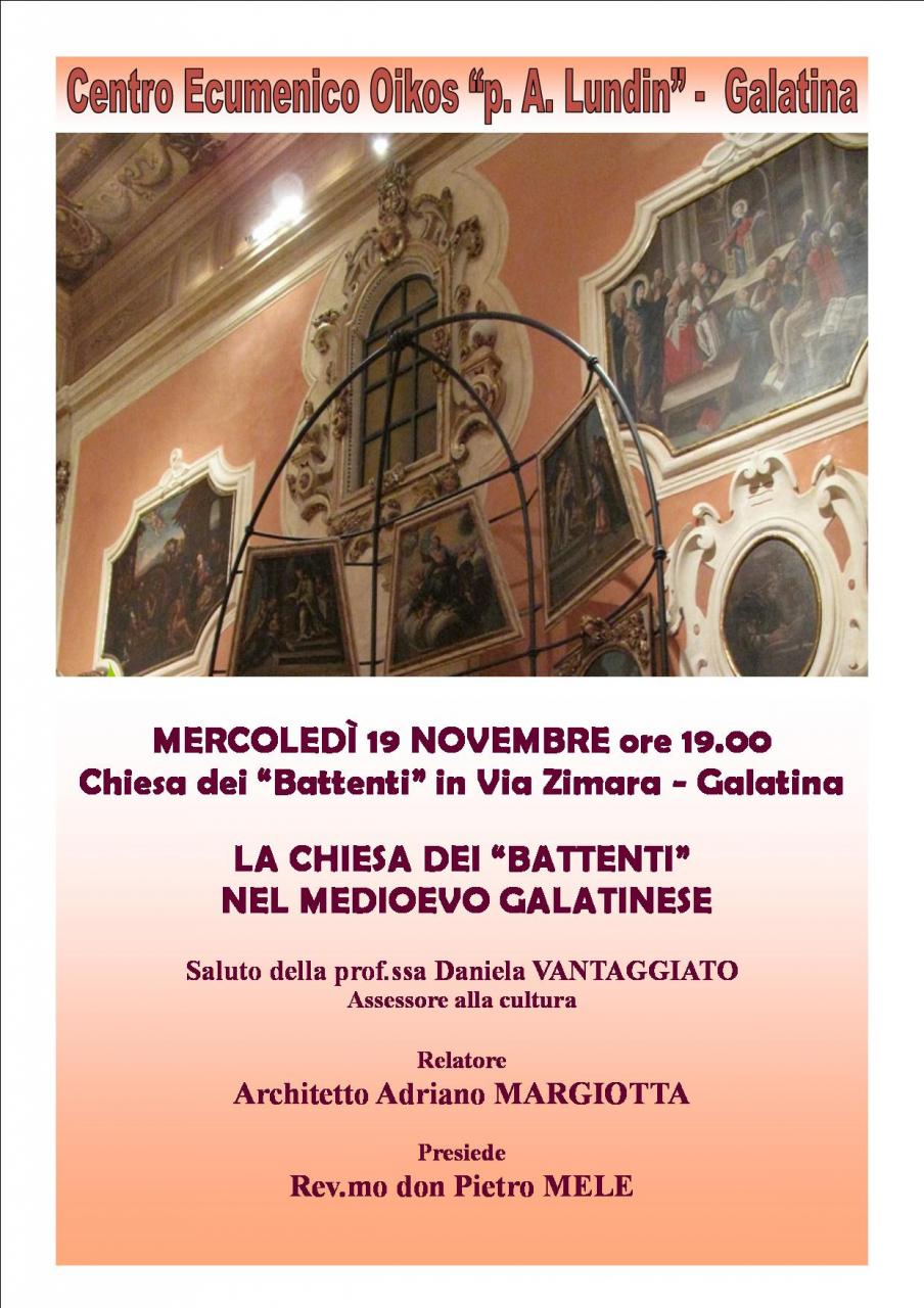 "La Chiesa dei Battenti nel Medioevo galatinese", un convegno "La Chiesa dei Battenti nel Medioevo galatinese", un convegno