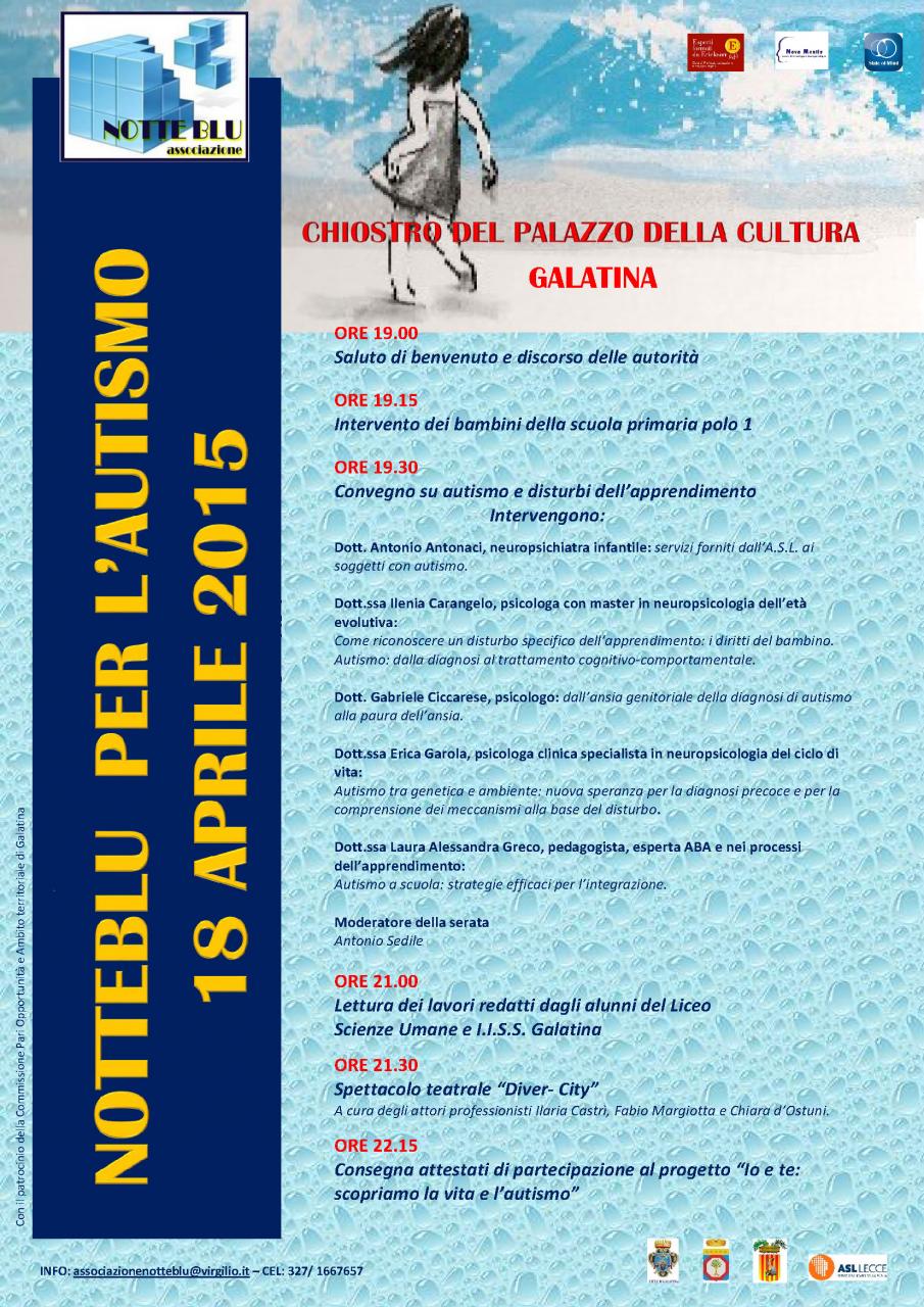 Notteblu, affrontare l'autismo anche a Galatina