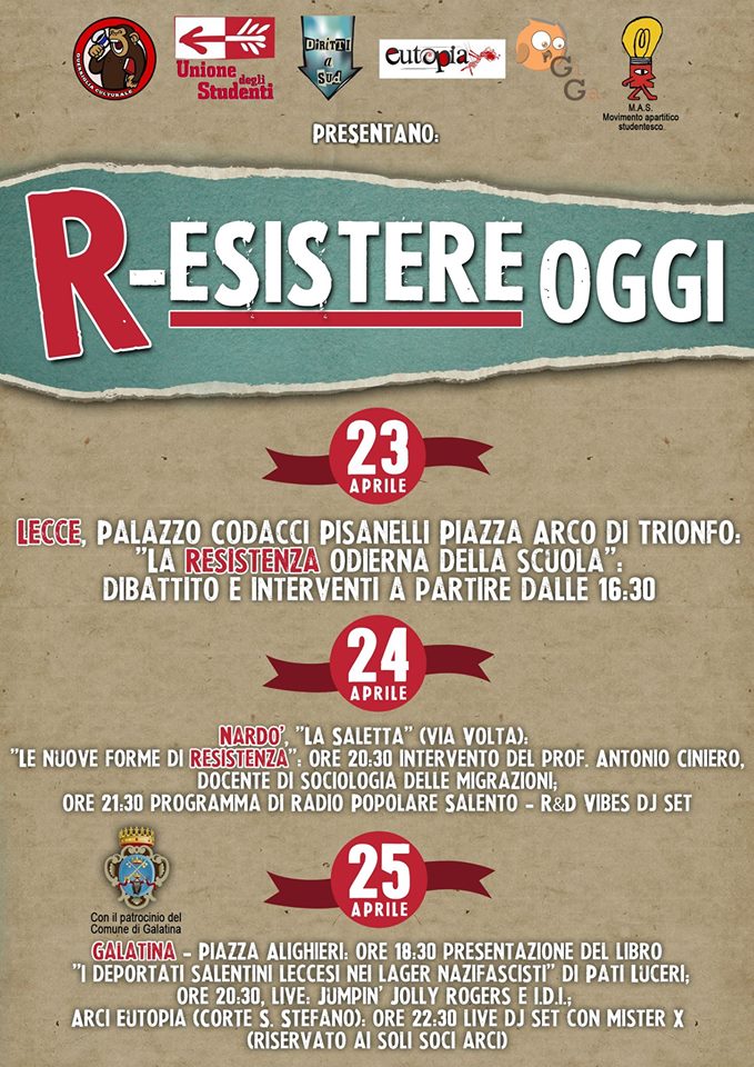 “R-Esistere Oggi”, il 25 aprile a Galatina “R-Esistere Oggi”, il 25 aprile a Galatina