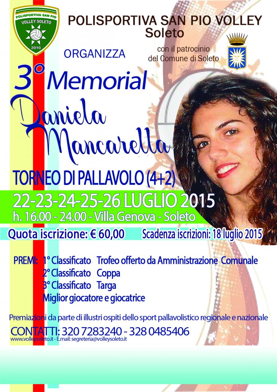 Terzo memorial 'Daniela Mancarella' Terzo memorial 'Daniela Mancarella'