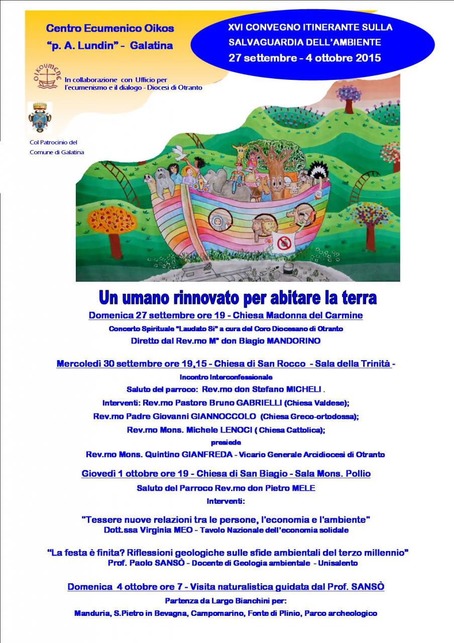 "Un umano rinnovato per abitare la terra" "Un umano rinnovato per abitare la terra"