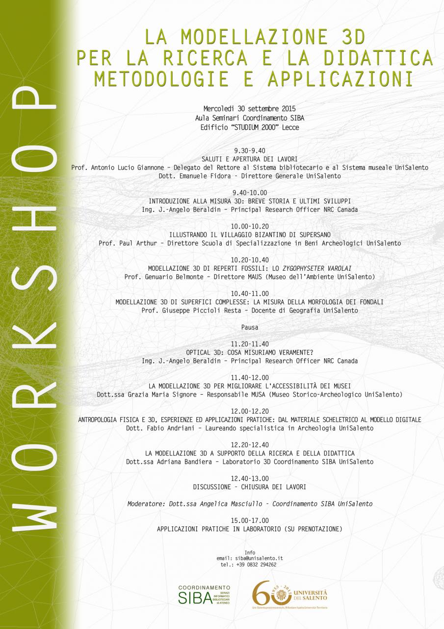 “La modellazione 3D per la Ricerca e la Didattica&quot;, un incontro di Unisalento