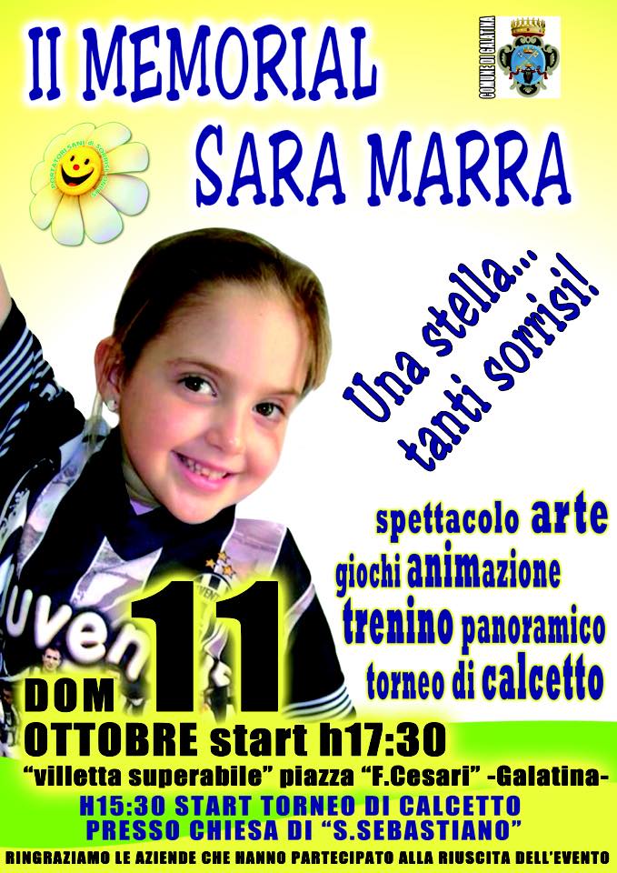 Tutti invitati al 'Memorial Sara Marra'