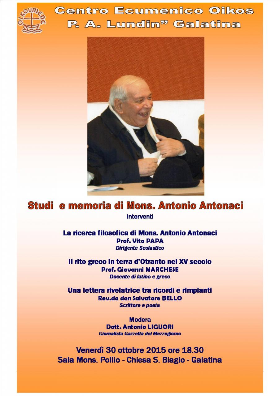 Studi e memoria di monsignor Antonio Antonaci