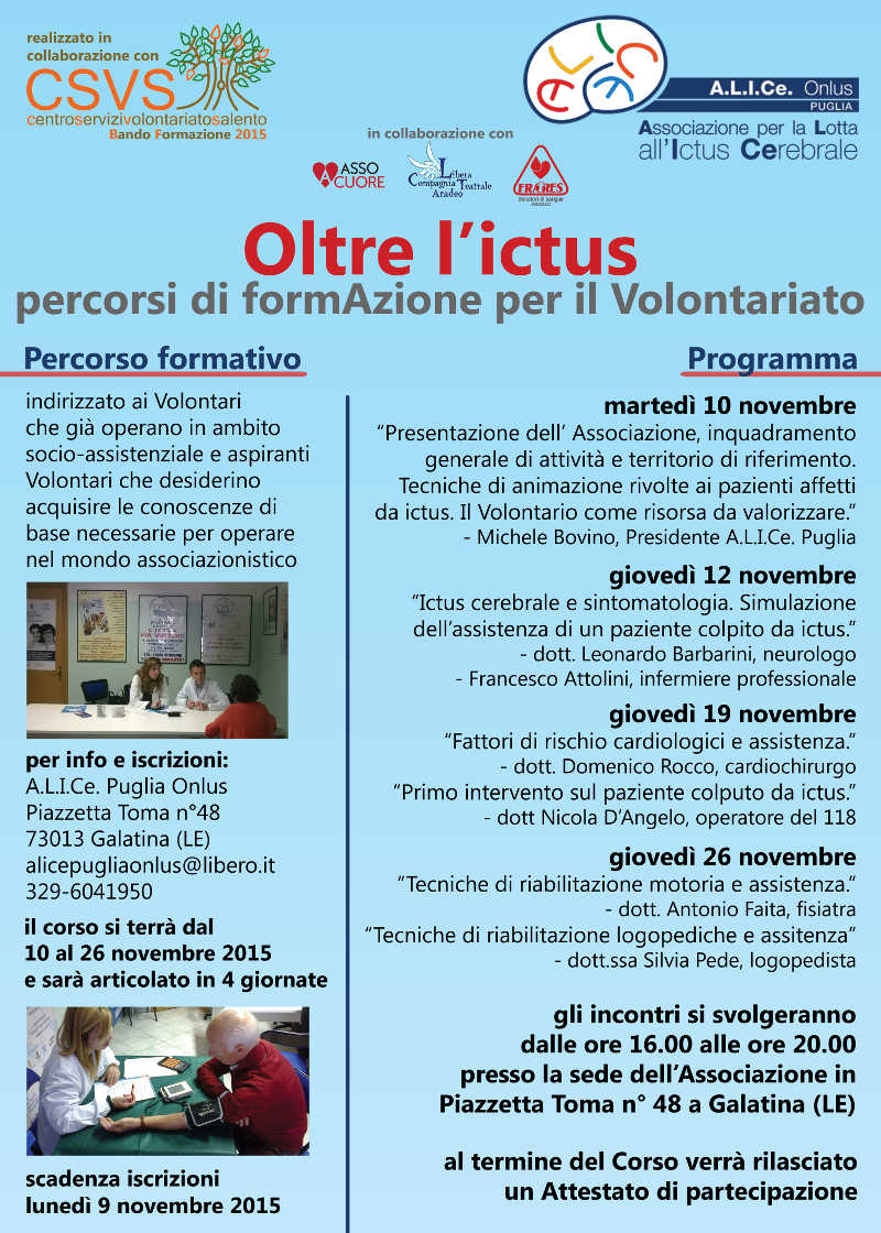 Come occuparsi dei colpiti da ictus, un corso a Galatina