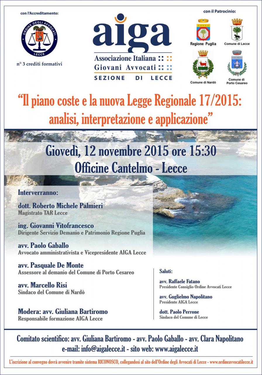 “Il piano coste e la nuova Legge Regionale&quot;, un convegno alle Cantelmo