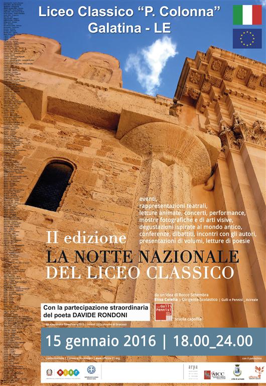 &quot;Notte Nazionale del Liceo Classico&quot;, il 'Colonna' ospita il poeta Davide Rondoni