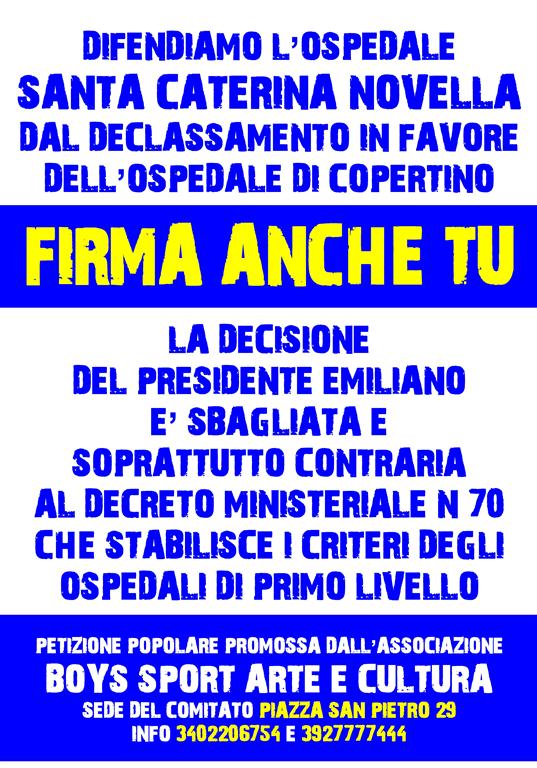 Una petizione popolare per salvare l'Ospedale