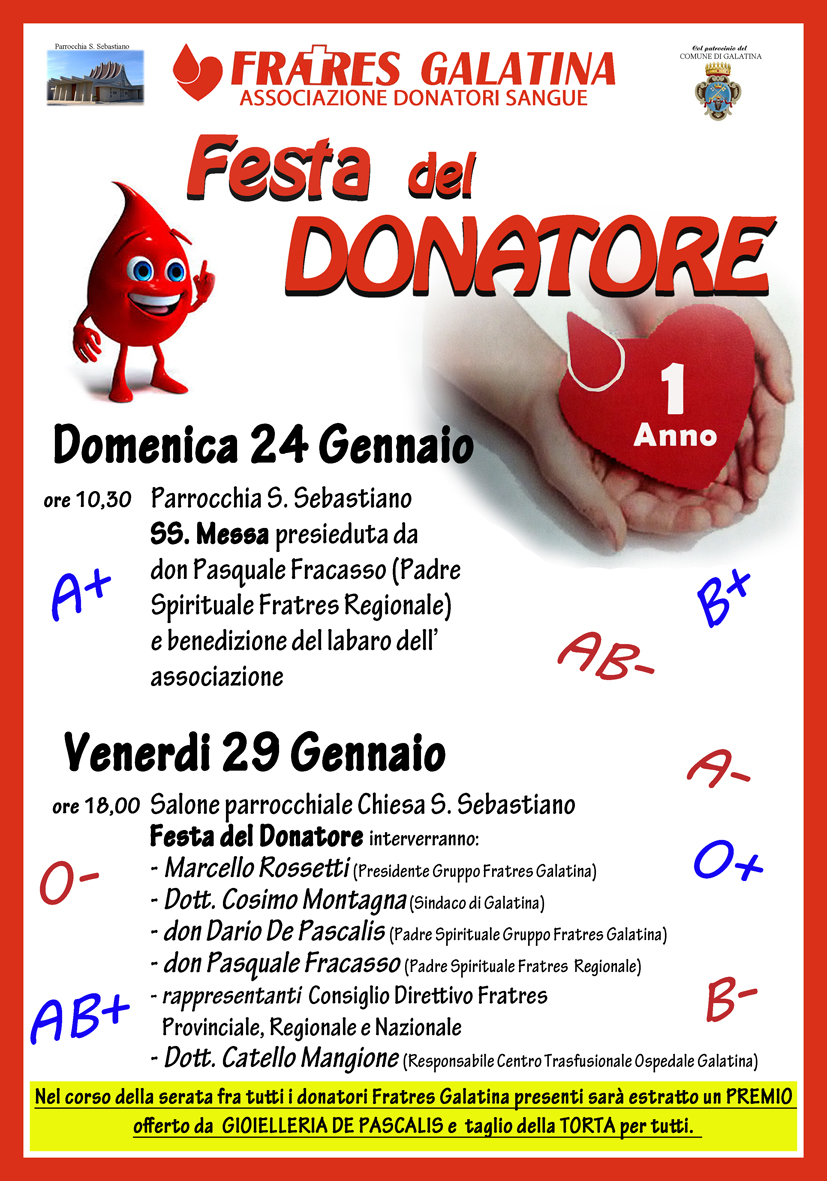 Benedizione del labaro e festa del donatore Fratres Benedizione del labaro e festa del donatore Fratres