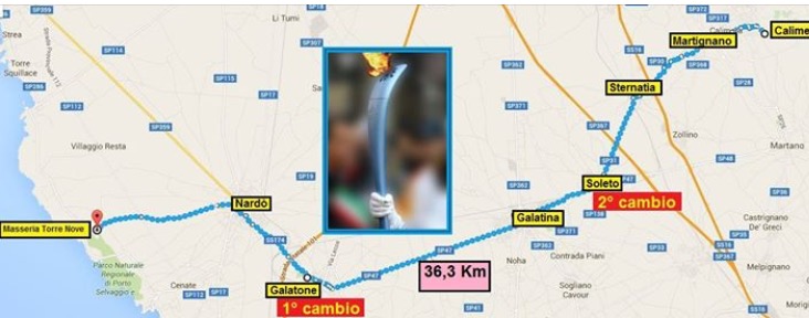 La fiaccola olimpica di passaggio a Galatina