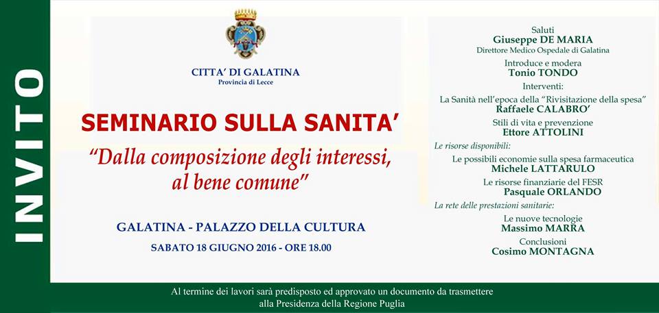 Sanità, “Dalla composizione degli interessi, al bene comune” Sanità, “Dalla composizione degli interessi, al bene comune”