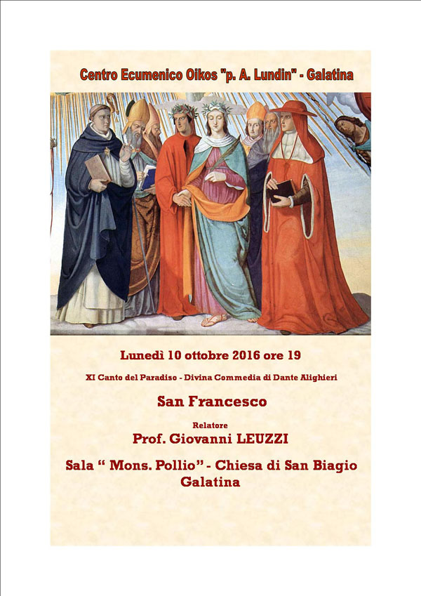 "San Francesco nell'undicesimo canto del Paradiso della Divina Commedia" "San Francesco nell'undicesimo canto del Paradiso della Divina Commedia"
