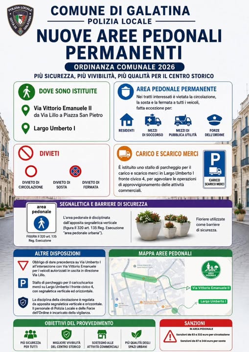 Zone pedonali permanenti 2026
