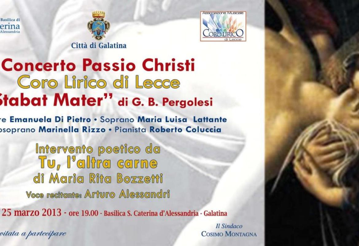 'Stabat Mater'. Concerto del Coro Lirico di Lecce, oggi nella Basilica di Santa Caterina
