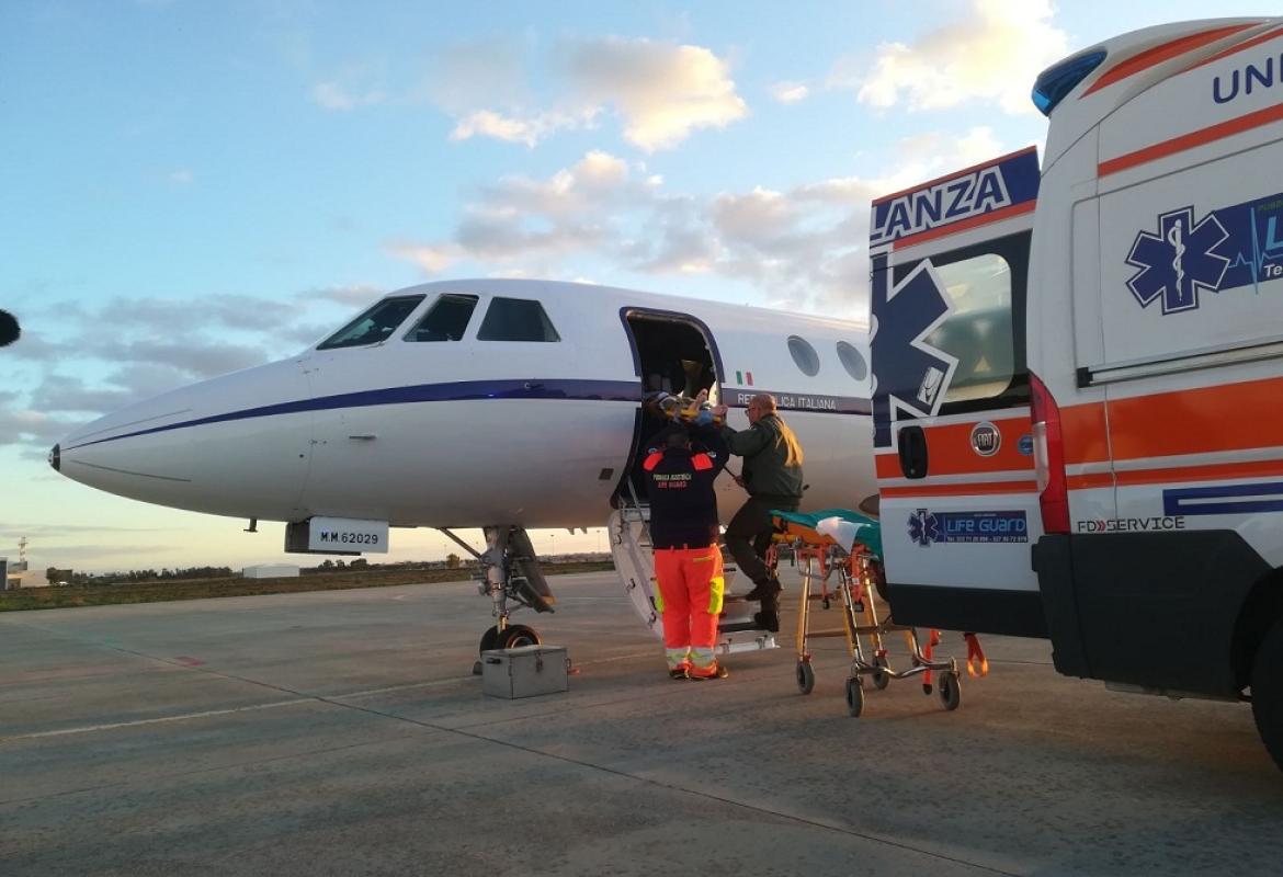 Trasportato con un Falcon da Galatina a Roma giovane in pericolo di vita
