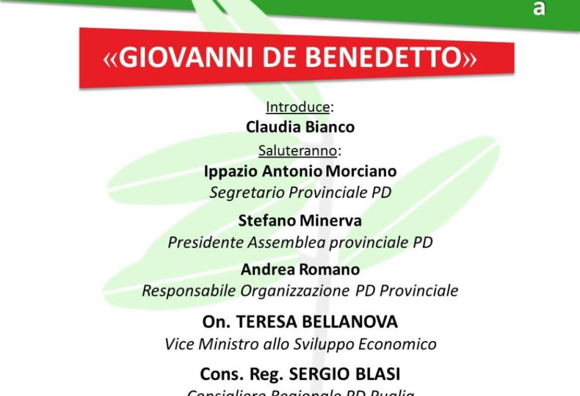 Intitolazione a Giovanni De Benedetto della sezione PD di Noha