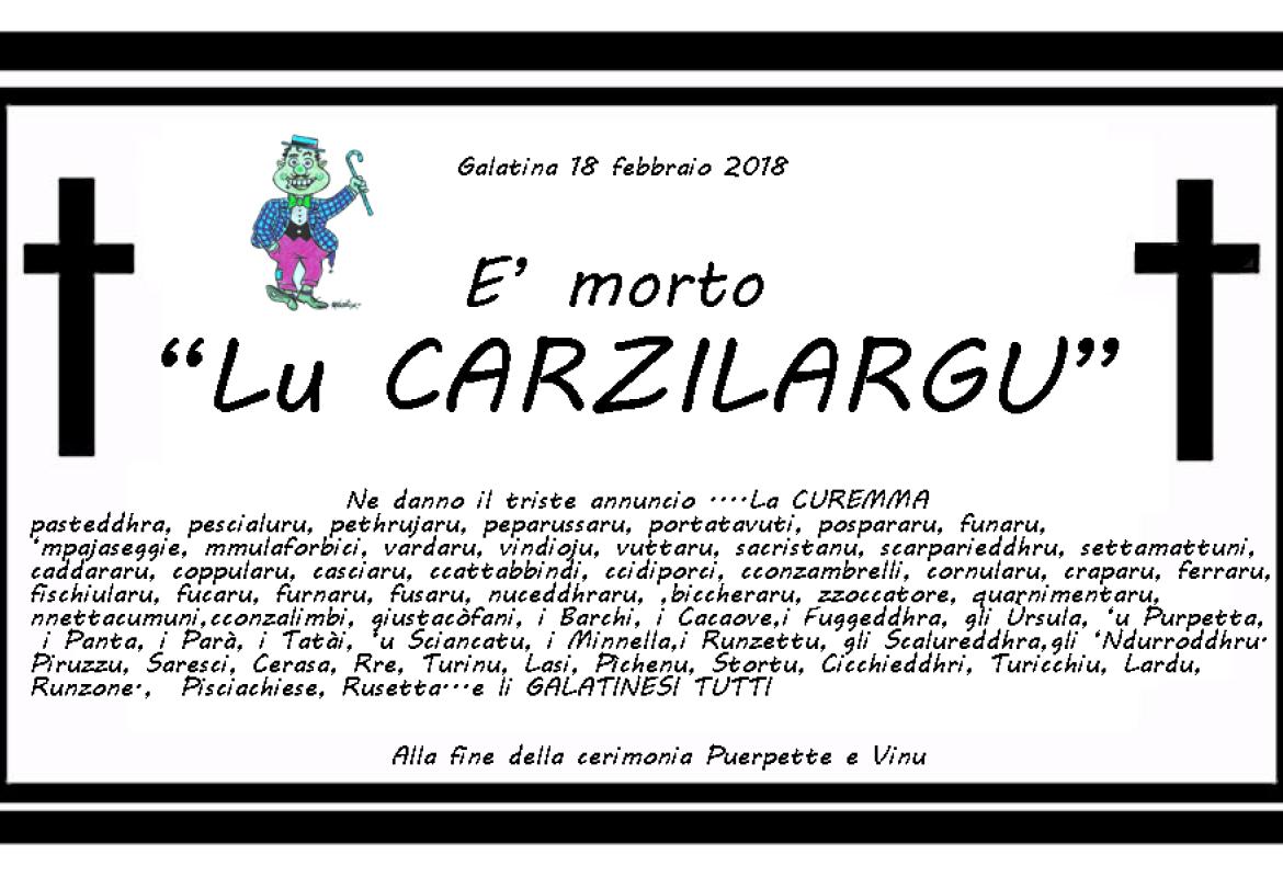 “E’ mortu lu Carzilargu”, oggi alle ore 15