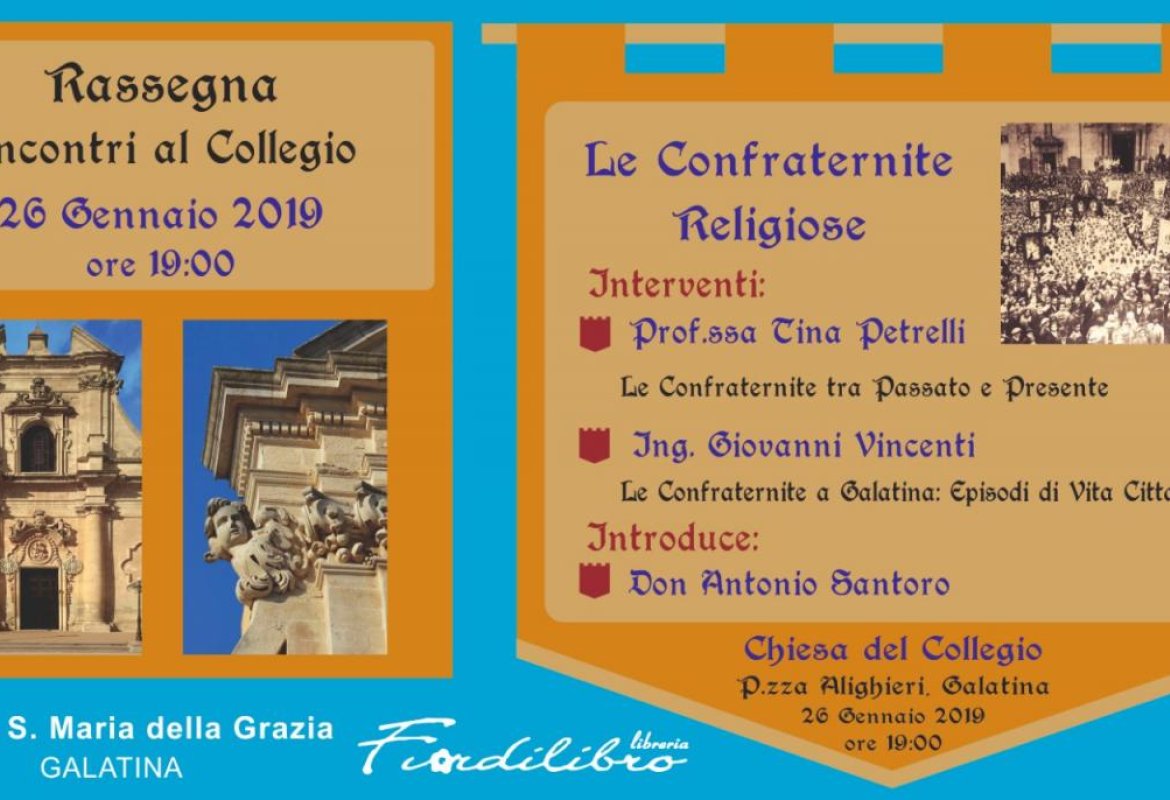 “Confraternite religiose”, se ne parlerà al 'Collegio'