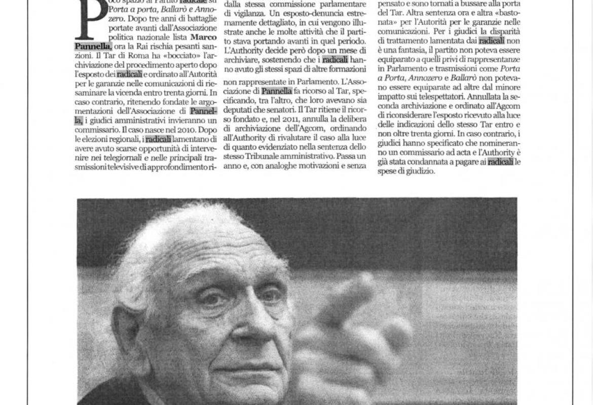 &quot;Fate parlare i radicali!&quot;, la sentenza del Tar del Lazio che tutti ignorano