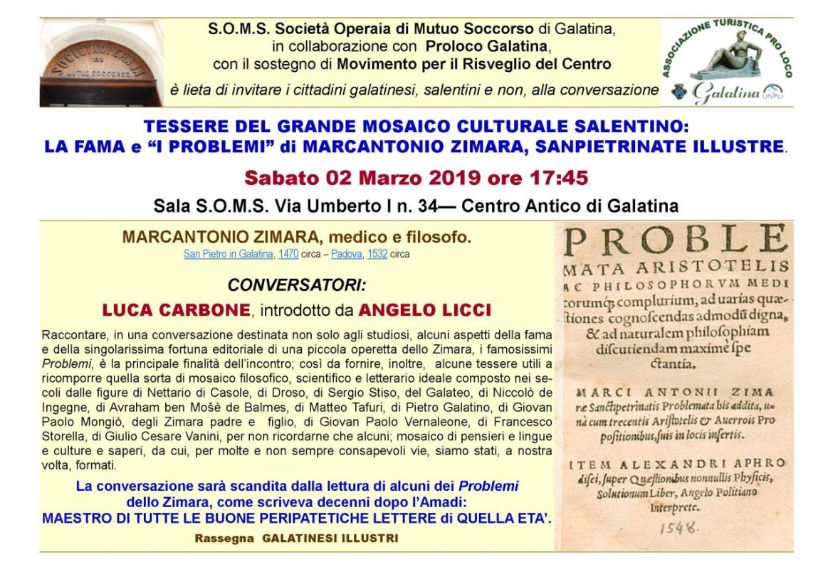 “Per tutte le scuole di Europa giornalmente risuona il nome di Marcantonio Zimara, e adorna tutte le Biblioteche”