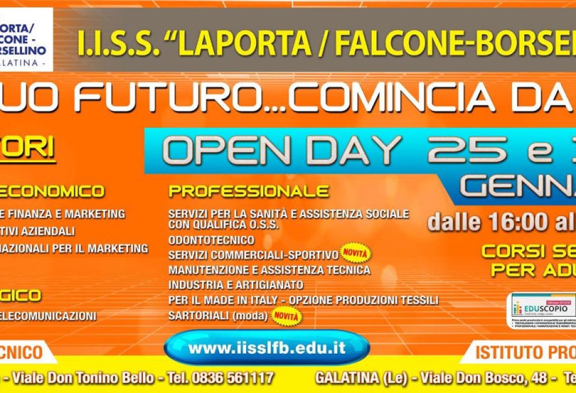 Ancora due open day per scoprire il Laporta/Falcone e Borsellino