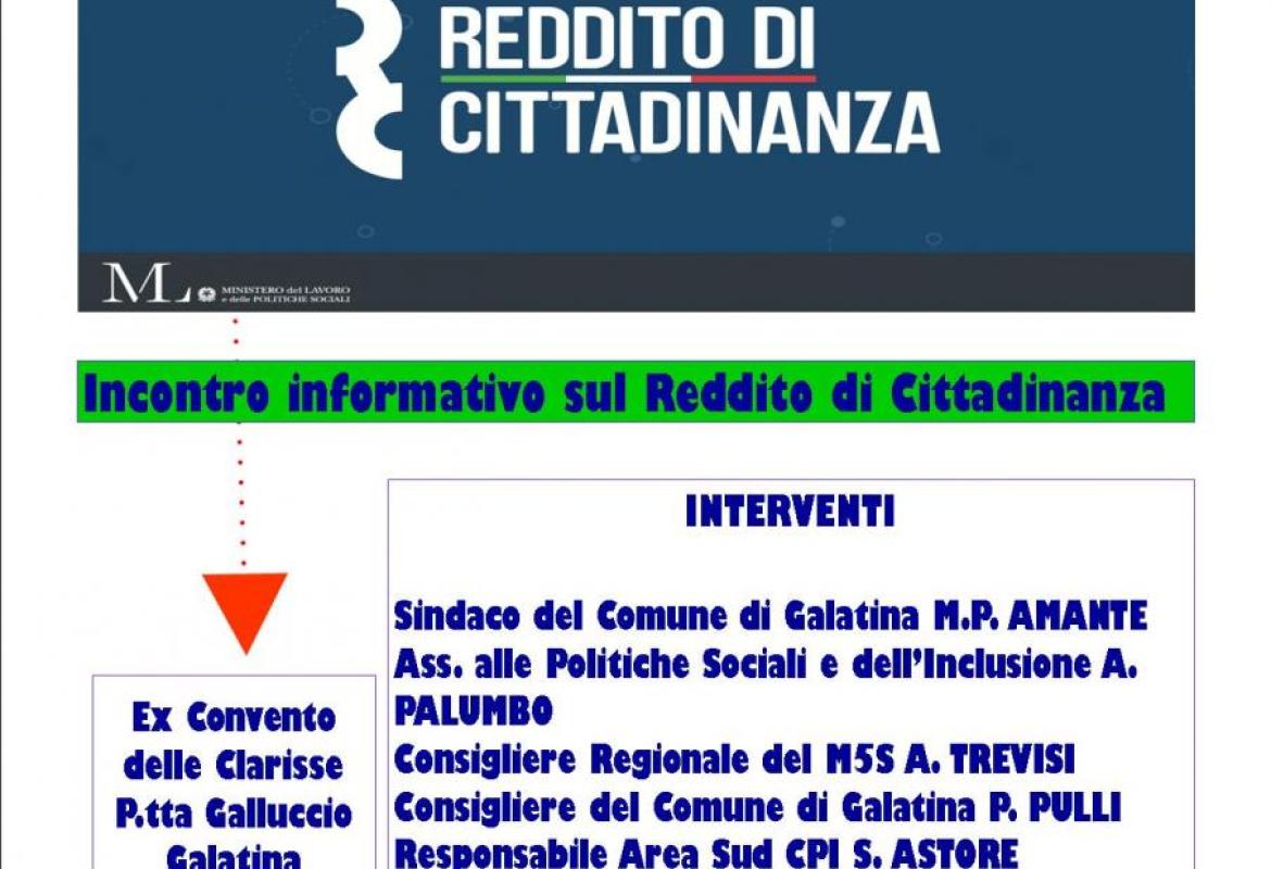 Reddito di cittadinanza, se ne parlerà a Galatina