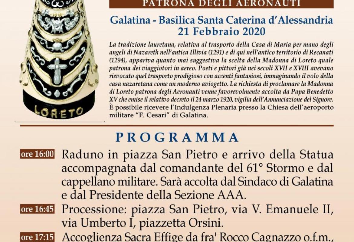 L'Associazione Arma Aeronautica di Galatina si prepara ad accogliere la statua della Madonna di Loreto