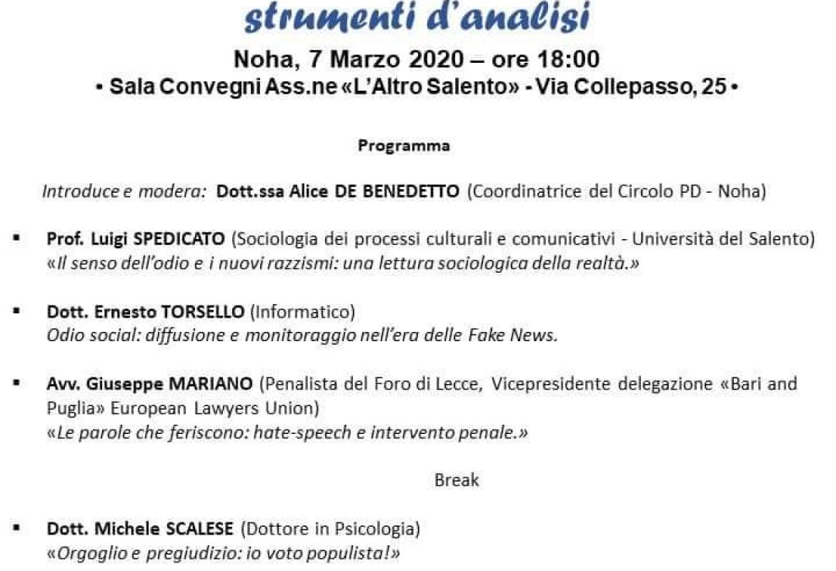 Parlare dell'odio per vincerlo