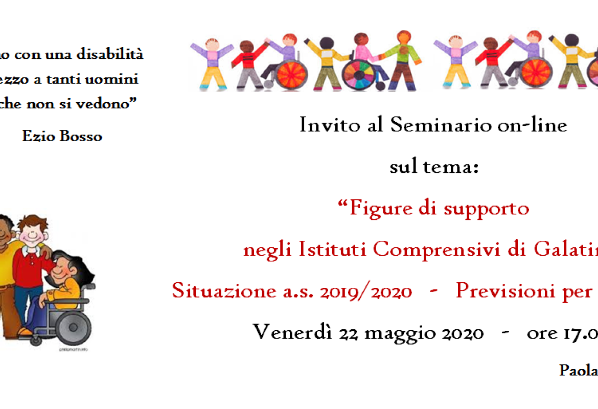 “Figure di supporto nelle Scuole e nell’extra-scuola: Educatori e Assistenti ASL – Operatori Socio-Sanitari Situazione nell’a.s. 2019-2020. Previsioni per il futuro”, un seminario online