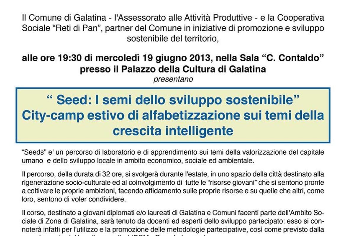'Seed: I semi dello sviluppo sostenibile', alle 19:30 la presentazione