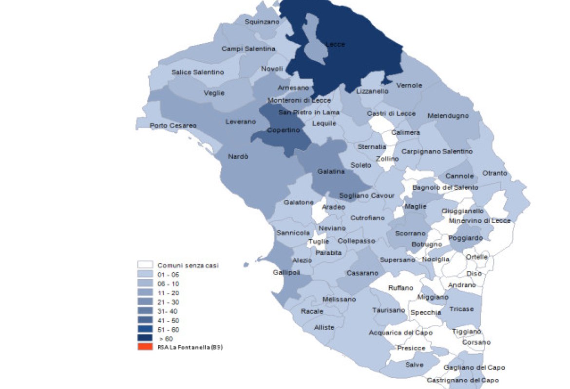 Cinque salentini ancora positivi al covid-19 (nessun galatinese)