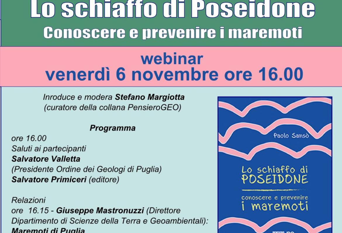 Il 6 Novembre  il webinar “Lo schiaffo di Poseidone. Conoscere e prevenire i maremoti”