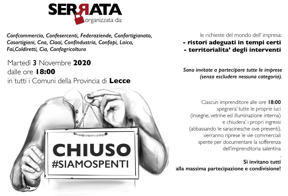 #siamospenti, serrata degli imprenidtori salentini