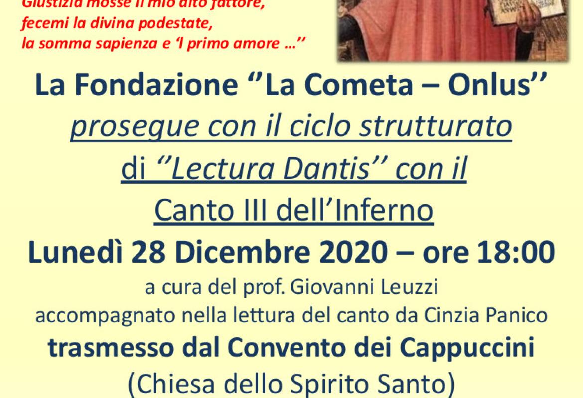 “Lasciate ogne speranza, voi ch'intrate”, Lectura Dantis ai Cappuccini