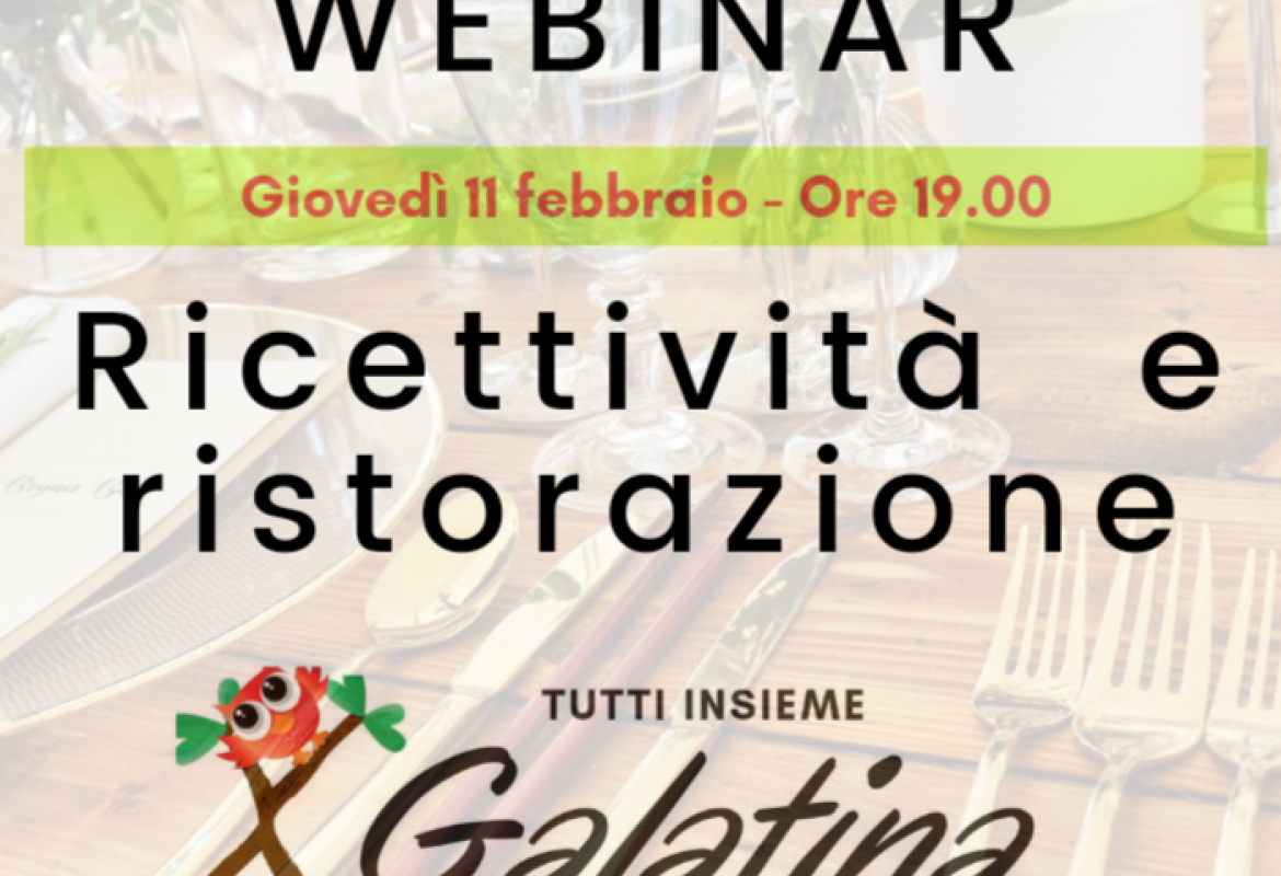 "Tutti insieme x Galatina", il webinar con la categoria  Ricettività e Ristorazione