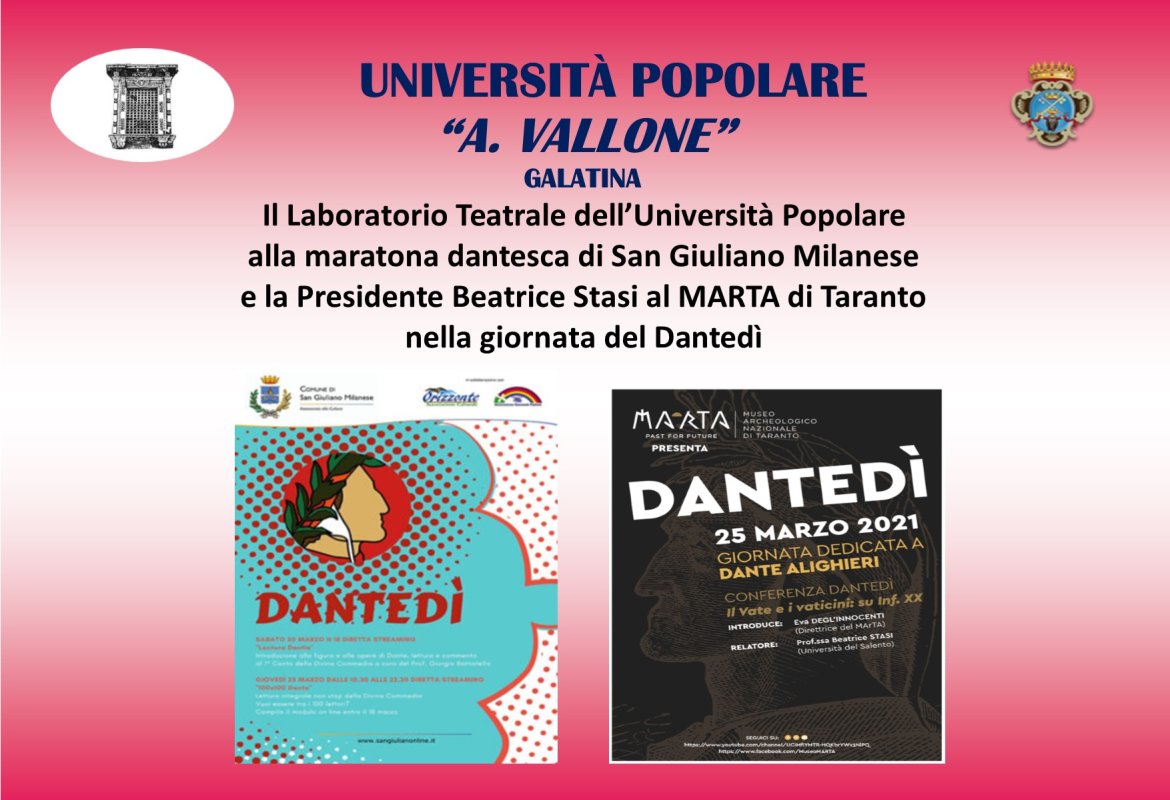 Lettura della Divina Commedia non stop. L'Università Popolare di Galatina partecipa alla maratona dantesca