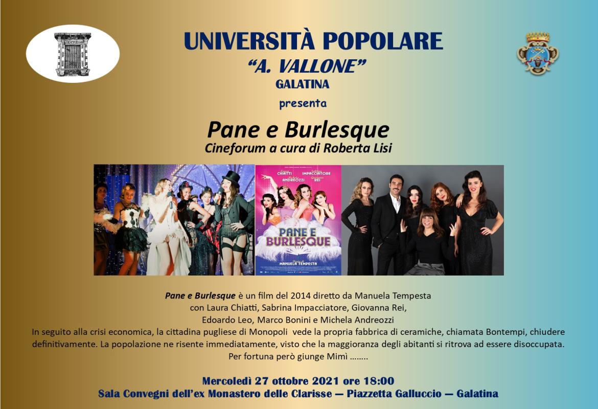 "Pane e burlesque", apre il cinefurom dell'Università Popolare di Galatina