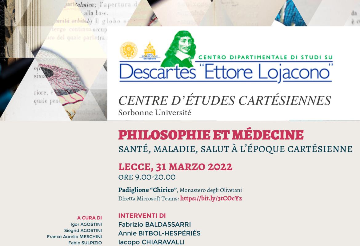 “Filosofia e medicina: salute, malattia, salvezza in età cartesiana”