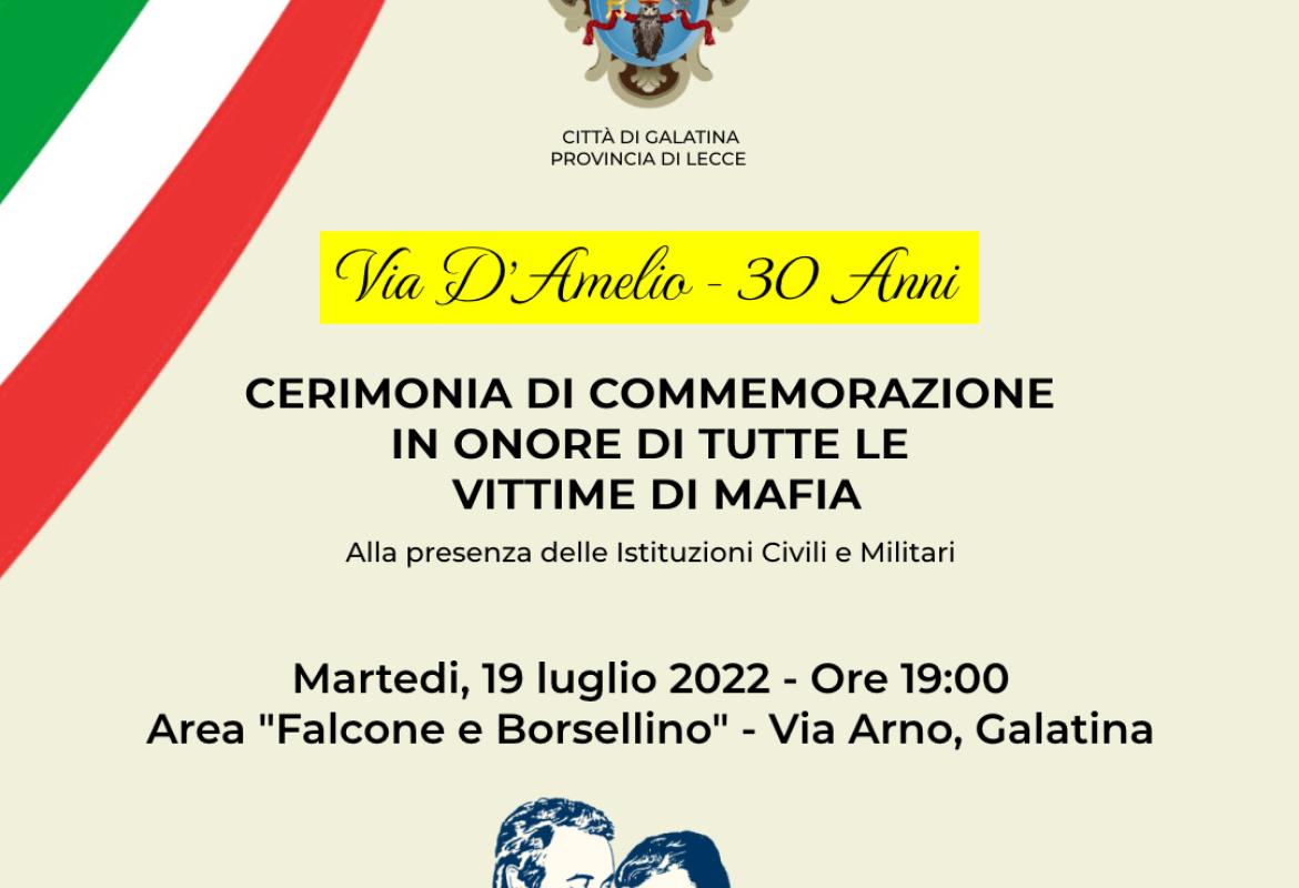30° Anniversario della strage di Via D'Amelio, Galatina non dimentica