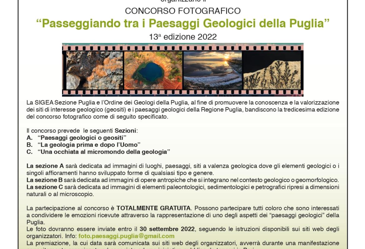 “Passeggiando tra i paesaggi geologici della Puglia”, un concorso fotografico